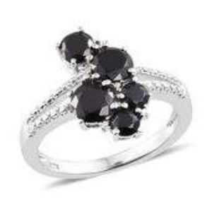 Sim Black Diamond Platinum Bond Brass Ring